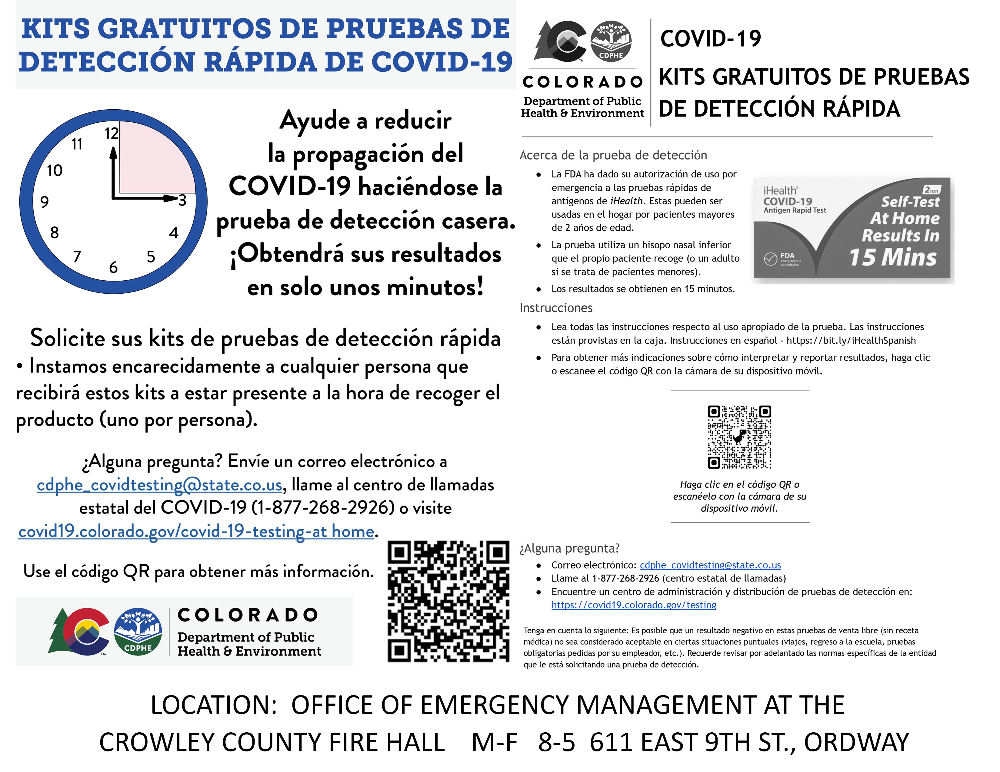 Free COVID Test Kits Spanish