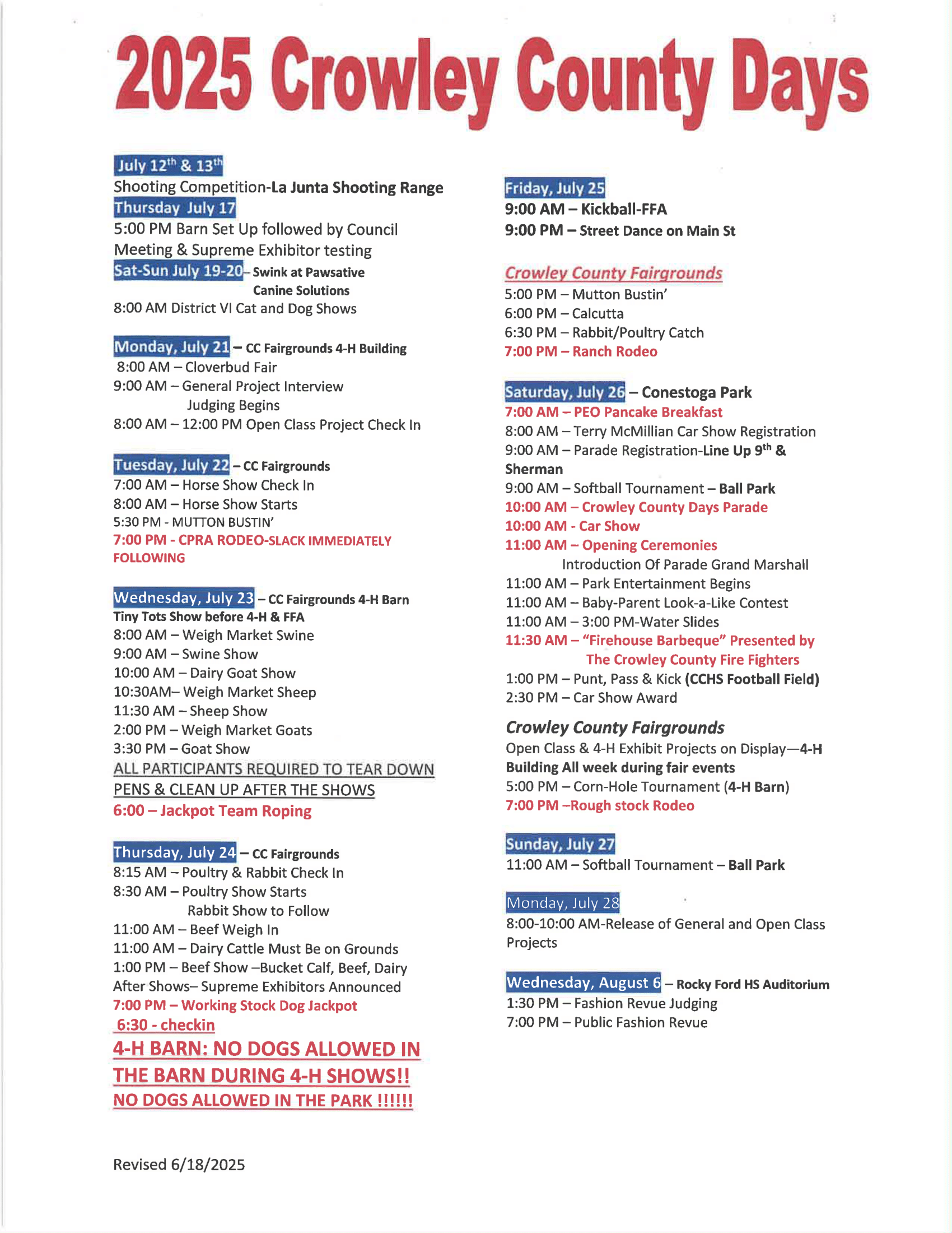 Crowley County Events List Image