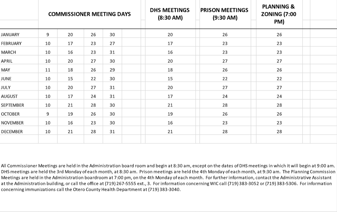 Commissioner Meetings - 2026
