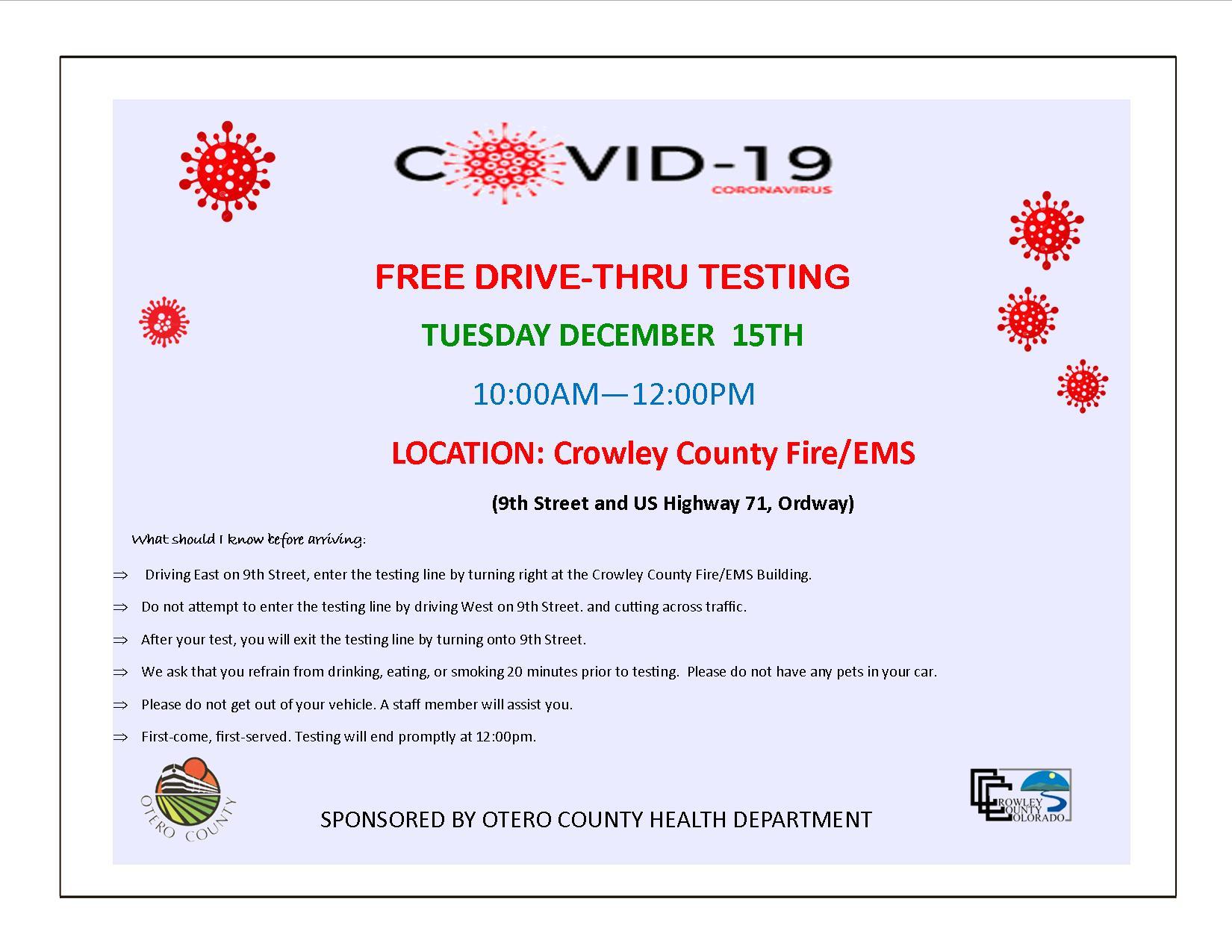 Free Covid Testing December Flyer