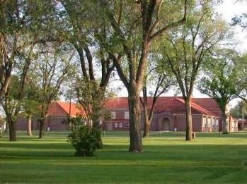 The high school across the grass